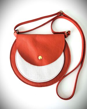 Pochette bicolore Duo cuir rouge blanc