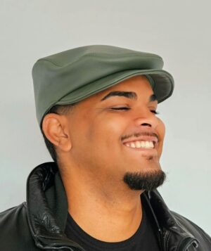 Casquette-Gatsby-Cuir-Vert