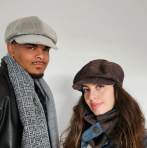 Casquette-Newsboy-Velours-Gris-Marron